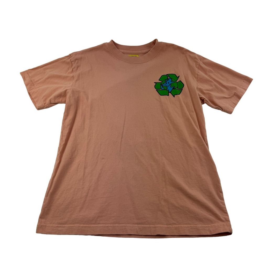 Chinatown‎ Smiley Peach w/ Recycle Graphic Short Sleeve T-Shirt Mens Size Medium